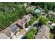 An aerial view of townhomes showcasing lush landscaping, swimming pool, and well-maintained surroundings at 1804 Evadale Ct # 1, Mableton, GA 30126