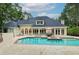 Backyard with inviting pool, patio seating, and lush landscaping, perfect for outdoor relaxation and entertaining at 2885 Coles Way, Atlanta, GA 30350