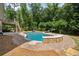 Beautiful backyard pool with brick patio, outdoor lounge furniture, and surrounding trees at 1344 Hamilton Creek Nw Dr, Kennesaw, GA 30152