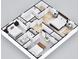 Detailed 3D floor plan highlighting the bedrooms, bathrooms, and overall layout at 2142 Troutdale Dr, Decatur, GA 30032