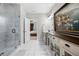 Well-lit bathroom featuring a glass shower, a vanity, and tile floors at 402 Retreat Ln, Canton, GA 30114