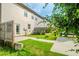 View of the townhome's backyard, showcasing the lawn, patio, and surrounding greenery at 235 Orchard Dr, Covington, GA 30014