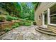 Beautifully landscaped backyard with a stone patio, perfect for outdoor enjoyment and entertaining at 205 Camden Creek Ct, Lawrenceville, GA 30043