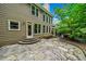Gorgeous stone patio, perfect for outdoor entertaining, with a lush backyard at 205 Camden Creek Ct, Lawrenceville, GA 30043