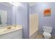 Functional bathroom features a single sink vanity and a shower-tub combo at 4594 Poplar Rd, Pine Lake, GA 30072