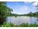 Picturesque view of a tranquil pond surrounded by lush greenery and mature trees, offering a serene natural setting at 4594 Poplar Rd, Pine Lake, GA 30072