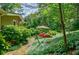 Secluded backyard featuring a hammock, lush greenery, and brick pathway at 3027 Vista Brook Dr, Decatur, GA 30033
