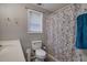 Cozy bathroom features a patterned shower curtain and a functional sink at 20 Friendship Rd, Euharlee, GA 30145