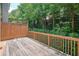 An eye-level shot of a backyard deck with a wooden fence and lush green trees at 2774 Birch Grove Se Ln # 11, Marietta, GA 30067