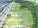 Aerial view of well-maintained sports fields, playground, and wooded area near a residential area at 109 Paulownia Cir, Mcdonough, GA 30253