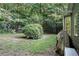 Fenced backyard surrounded by lush greenery and mature trees providing privacy at 1488 White Columns Blvd, Canton, GA 30115