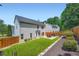 Backyard features a green lawn, fence, patio, and manicured landscaping at 181 Weatherstone Dr, Woodstock, GA 30188