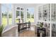 Bright office with backyard views, built in bookshelves and a comfortable seating area at 5690 Rutland Trce, Lithonia, GA 30058