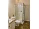 Standard bathroom featuring a glass shower enclosure and tile flooring at 1428 Orchard Park Dr, Stone Mountain, GA 30083