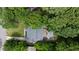 Aerial view of the home highlighting the roof, driveway, deck and mature trees at 1218 Crestwood Se Dr, Atlanta, GA 30316