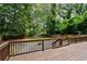 Wooden deck overlooking a spacious, tree-lined backyard with a wooden fence at 1218 Crestwood Se Dr, Atlanta, GA 30316