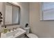 Well-lit half bathroom features a modern sink, mirror, and fixtures at 1045 Penny Ln, Roswell, GA 30076