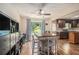 Dining area featuring a large window and wood-look flooring at 45 Ratliff Dr, Covington, GA 30016