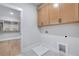 Laundry room featuring custom cabinets, laundry sink, and a view to a walk-in closet at 604 Southland Pass, Canton, GA 30115