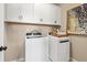Laundry room featuring a modern washer and dryer with white cabinets for storage at 22 Jacobs Farm Ln # 11, Lawrenceville, GA 30045