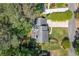 Aerial view of the property featuring mature trees, a well-manicured lawn, and a long driveway at 2830 Scottish Mill Way, Marietta, GA 30068