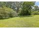 Expansive backyard with lush green grass and mature trees, providing shade and a serene outdoor space at 3411 Morgan Rd, Canton, GA 30115