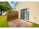Backyard patio area with sliding glass doors, and a privacy fence at 455 Lakeside Cir, Covington, GA 30016