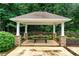 A gazebo with stone pillars and a picnic table is surrounded by lush greenery, creating a relaxing outdoor space at 3115 Seven Pines Ct # 308, Atlanta, GA 30339