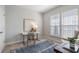 Cozy bedroom with natural light, neutral walls, a blue rug, and a comfortable seating area at 621 Hanlon Way, Alpharetta, GA 30009