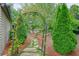 Pathway through landscaped garden with stone walkway, plants and an arbor at 6930 Wesley Hughes Rd, Cumming, GA 30040