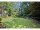 Green backyard with lush grass and gardens at 3675 Ridgeway Ter, Suwanee, GA 30024