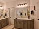 Elegant bathroom with double sinks, modern fixtures, and a large well-lit mirror at 522 Blue Mountain, Canton, GA 30114