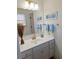 Bright bathroom vanity featuring a bright mirror, framed art, and modern fixtures at 522 Blue Mountain, Canton, GA 30114