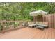 Inviting deck with comfortable seating, umbrella and backyard views for outdoor enjoyment at 3502 Village Green Dr, Roswell, GA 30075