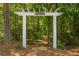 Entrance to a tranquil walking trail surrounded by lush greenery and mature trees at 3502 Village Green Dr, Roswell, GA 30075