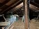 Attic featuring exposed beams, a duct and the flooring; the space is currently being used for storage at 284 Lakeview Ne Ave, Atlanta, GA 30305