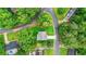 Bird's eye view showcases the home and its neatly manicured lawn at 156 Club Cir, Stockbridge, GA 30281