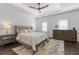 Serene bedroom with tray ceiling, ceiling fan, and large windows for natural light at 173 Brush Creek Ct, Stockbridge, GA 30281