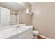 Clean bathroom with a single sink vanity and a shower featuring a detachable shower head at 3450 Saddleton Way, Douglasville, GA 30134