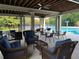 Community pool with shaded seating area and lounge chairs at 1055 Havenstone Walk, Lawrenceville, GA 30045