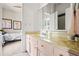 Pink vanity in bathroom with a view of a bedroom in the background at 2471 Cedar W Brk, Marietta, GA 30067