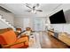 Inviting living room with hardwood floors, a flat screen TV, modern decor, and a ceiling fan at 411 10Th Ne St # 6, Atlanta, GA 30309