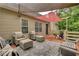 Relaxing outdoor deck area featuring a shade cover and comfortable seating arrangement, ideal for entertaining and enjoying outdoor living at 1248 Rockview Ct, Loganville, GA 30052