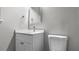 A well-lit bathroom featuring a white vanity with a modern countertop and fixtures at 2793 Keystone Ave, Lithonia, GA 30058
