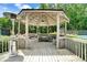 Charming community gazebo with wooden flooring, a picnic table, and benches at 2935 Abbottswell Dr, Alpharetta, GA 30022