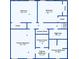 Second floor plan layout, includes bedrooms, bathrooms, closets, and laundry room at 3442 Winter Wood Trl, Marietta, GA 30062