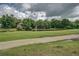 Beautiful pond view from green space with trees and cloudy skies providing a scenic backdrop at 9187 Plantation Cir, Covington, GA 30014