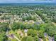 Aerial view of a neighborhood featuring tree-lined streets and well-maintained homes under a cloudy sky at 1876 Hamby Place Nw Dr, Acworth, GA 30102