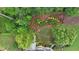 An aerial view of the backyard featuring a lush garden at 212 Thorncliff Way Way, Acworth, GA 30101
