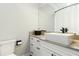 Modern bathroom featuring a vessel sink, granite countertop, and sleek black fixtures at 1169 Hodges Cir, Mansfield, GA 30055